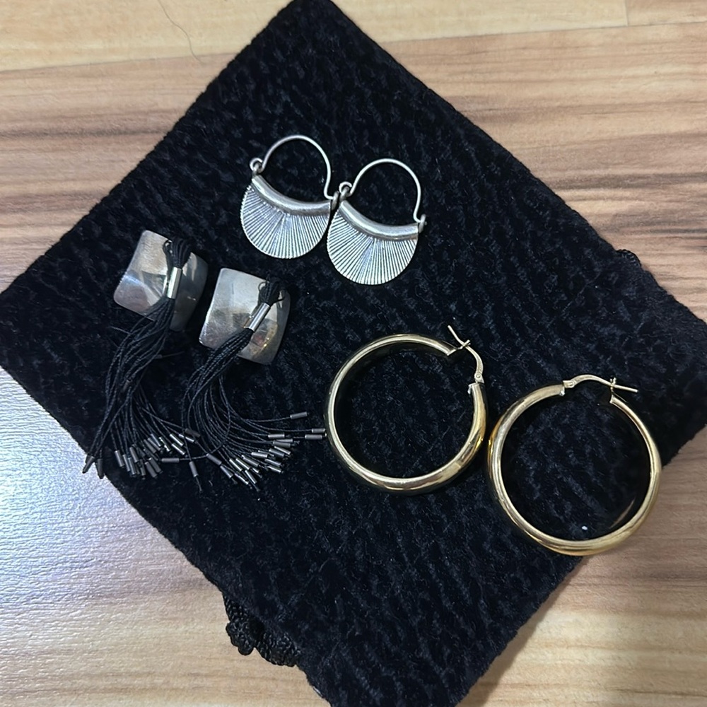 3 pair sterling earrings